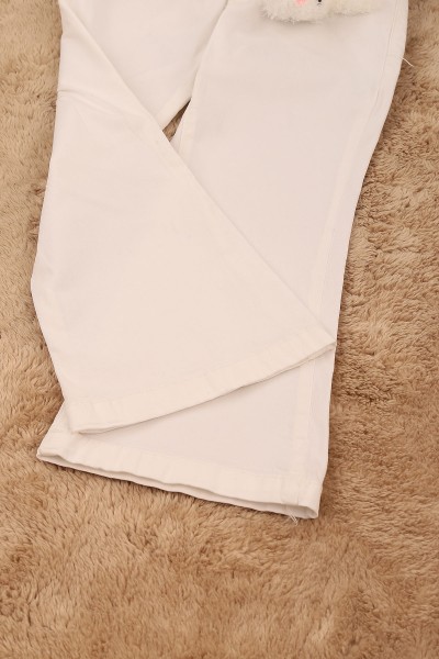 Beyaz (5-8 Yaş) Işıklı Tavşan Oyuncaklı Kız Çocuk Pantolon 161687