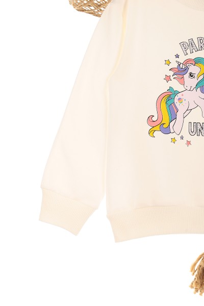 Beyaz (5-8 Yaş) Part Tıme Baskılı İki İp Şardonlu Kız Çocuk Sweat 151586