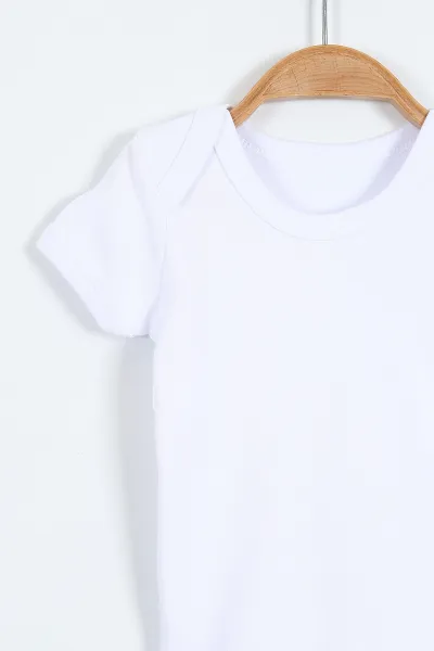 Beyaz (6-12 Ay) Kısa Kol Bebek Çıtçıtlı Badi 381160