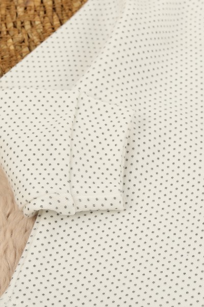 Beyaz (6-12 Ay) Puanlı Önden Çıtçıtlı Bebe Takım 148426