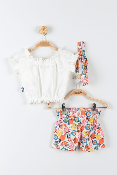 Beyaz (6-24 Ay) Flamingo Desenli Kız Bebek Takım 175720