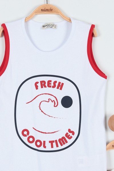 Beyaz (6-9 Yaş) Fresh Cool Tımes Baskılı Şortlu Erkek Çocuk Takım 185976