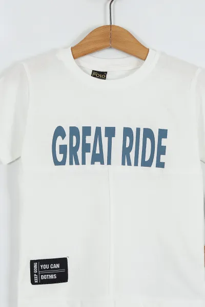 Beyaz (7-10 Yaş) Great RIde Baskılı Şortlu Erkek Çocuk Takım 253695