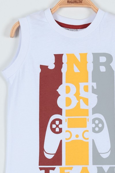 Beyaz (7-10 Yaş) Jnr 85 Konsol Baskılı Şortlu Erkek ÇocukTakım 186356