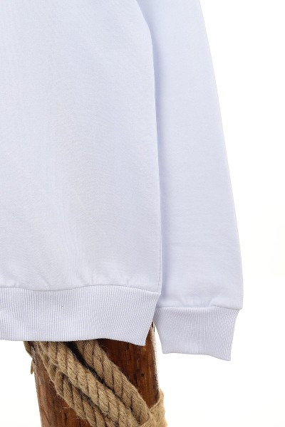 Beyaz (7-11 Yaş) A Nakışlı Balıkçı Yaka İki İp Erkek Çocuk Sweat 151687