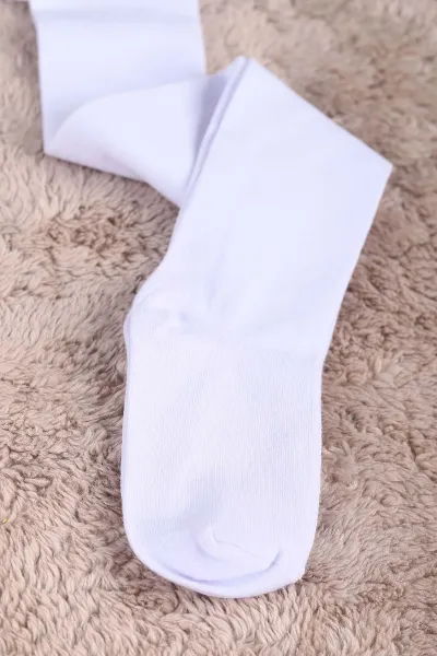 Beyaz (7-8 Yaş) Düz Penye Kız Çocuk Külotlu Çorap 233674