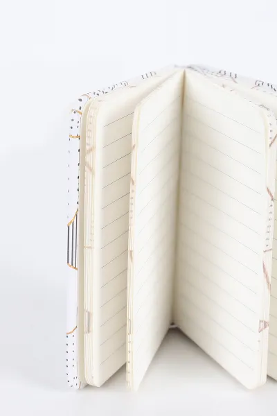 Beyaz 7x10 Cm Desenli Lastikli Bloknot Defter-Notebook 392521
