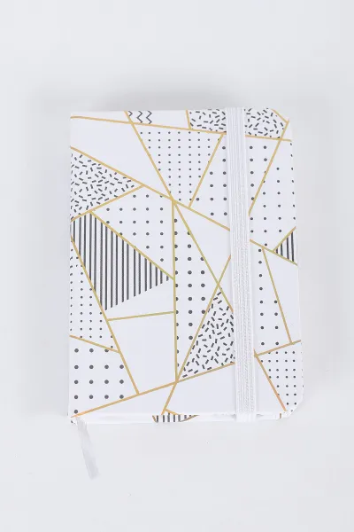 Beyaz 7x10 Cm Desenli Lastikli Bloknot Defter-Notebook 392521