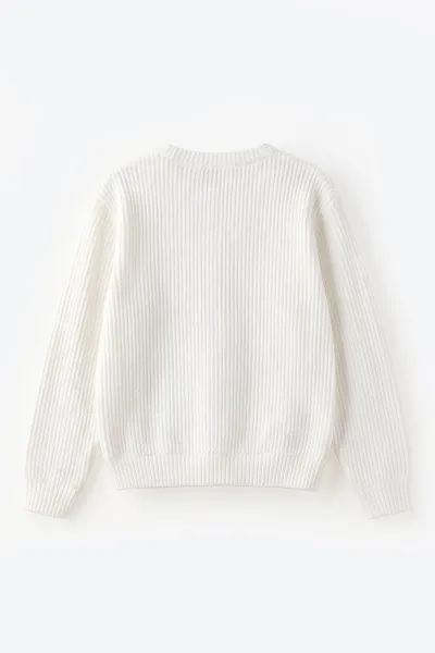 Beyaz (8-12 Yaş) Taşlı Fiyonk Nakışlı Kız Çocuk Sweat 499760