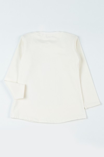 Beyaz (8-14 Yaş)Taşlı İçi Şardonlu Kız Çocuk Sweatshirt 92793