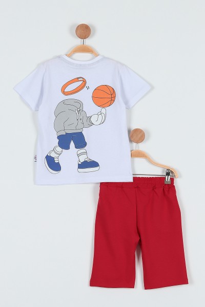 Beyaz (9-12 Yaş) Angel Basketbol Baskılı Şortlu Erkek Çocuk Takım 186231
