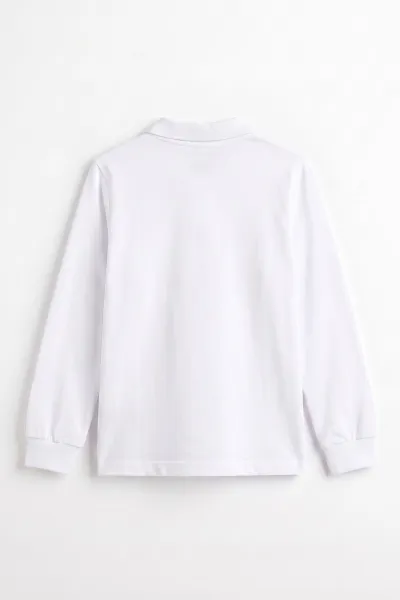 Beyaz (5-13 Yaş) Uzun Kol Polo Yaka Unisex Çocuk Okul Sweatshirt 480900