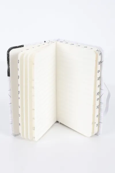 Beyaz 9x14 Cm Desenli Lastikli Bloknot Defter-Notebook 392568