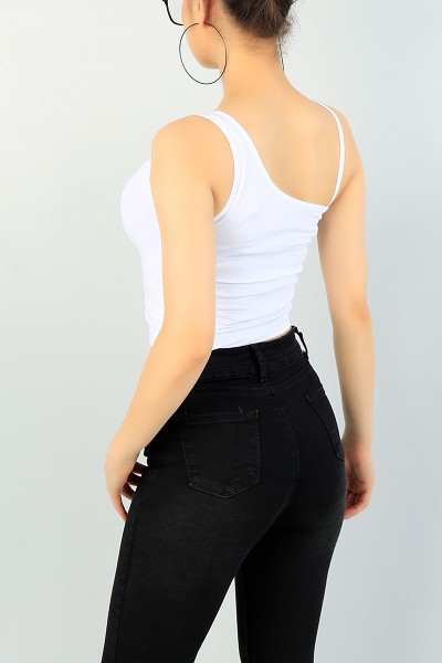 Beyaz Askılı Bayan Crop Atlet 68619