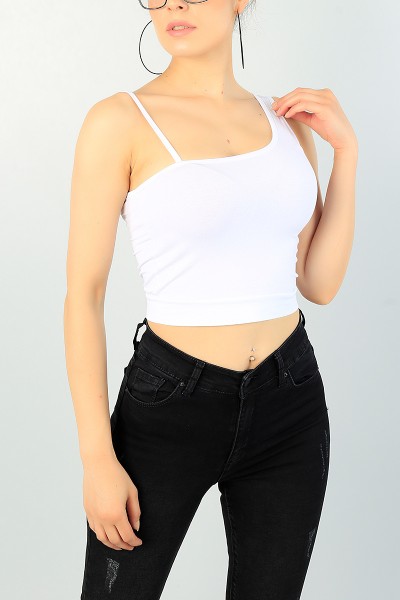 Beyaz Askılı Bayan Crop Atlet 68619