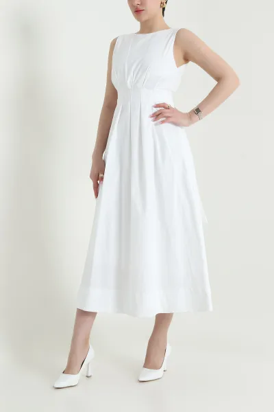 Beyaz Astarlı Poplin Kadın Elbise 456741