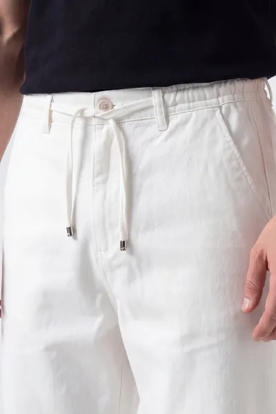 Beyaz Baggy Belden Bağlamalı Erkek Pantolon 453152