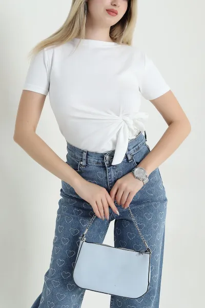 Beyaz Bağlamalı Modal Kadın Bluz 469779