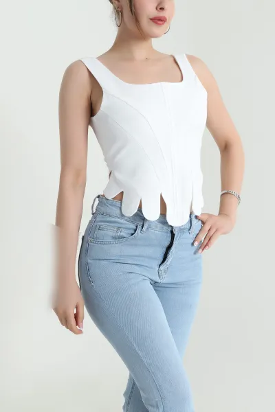 Beyaz Balenli Dabıl Kadın Bluz 475248