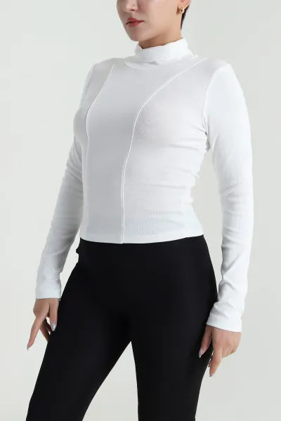 Beyaz Balıkçı Yaka Kadın Body Bluz 483147