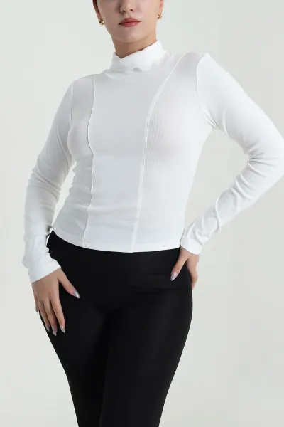 Beyaz Balıkçı Yaka Kadın Body Bluz 483147