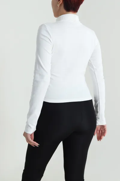 Beyaz Balıkçı Yaka Kadın Body Bluz 483147