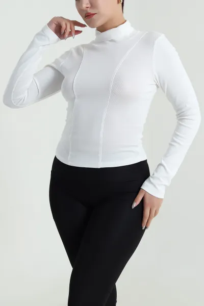 Beyaz Balıkçı Yaka Kadın Body Bluz 483147