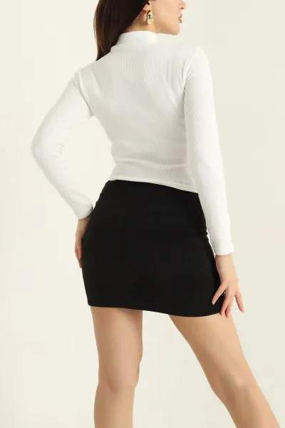 Beyaz Balıkçı Yaka Taşlı Ottoman Bluz 328016