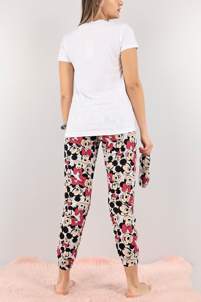 Beyaz Baskılı Bayan Pijama Takımı 108498