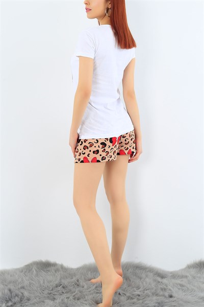 Beyaz Baskılı Bayan Pijama Takımı 31315