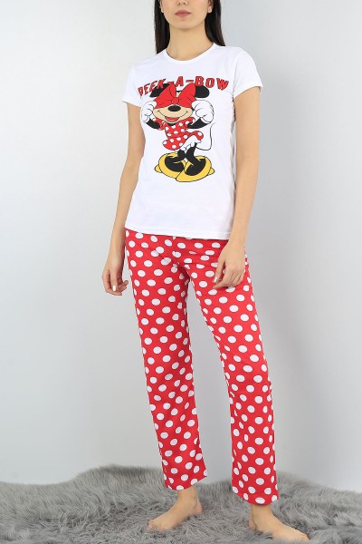 Beyaz Baskılı Bayan Pijama Takımı 54408