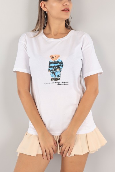 Beyaz Baskılı Bayan Tişört 124857
