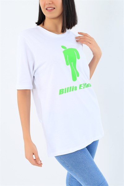 Beyaz Baskılı Bayan Tişört 27458B