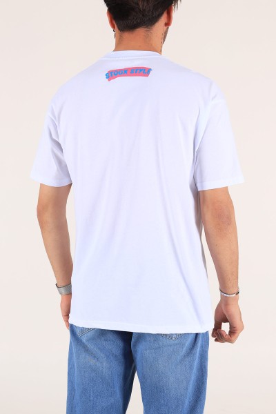 Beyaz Baskılı Oversize Erkek Tişört 176241