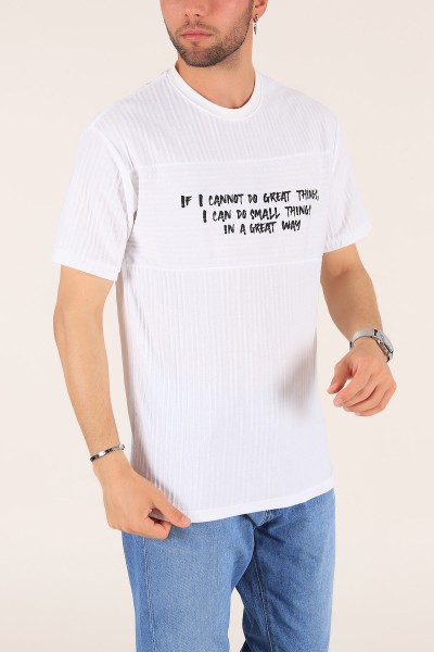 Beyaz Baskılı Oversize Erkek Tişört 177521