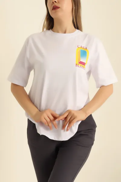 Beyaz Baskılı Süprem Bayan Tişört 282395