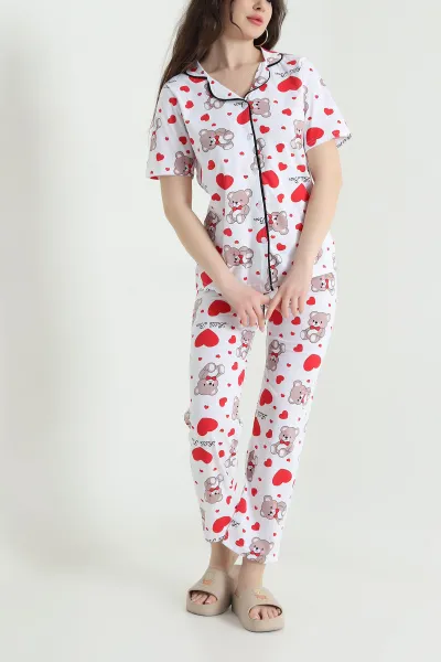 Beyaz Baskılı Süprem Kadın Pijama Takımı 451873