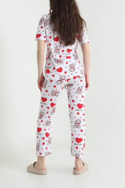 Beyaz Baskılı Süprem Kadın Pijama Takımı 451873