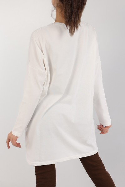Beyaz Baskılı Süprem Tunik Elbise 164464