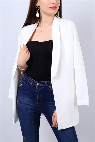 Beyaz Bayan Blazer Ceket 13600B