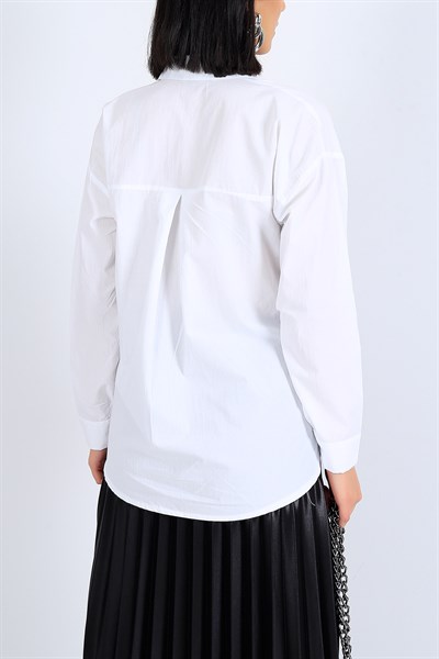 Beyaz Bayan Tasarım Gömlek 27012B
