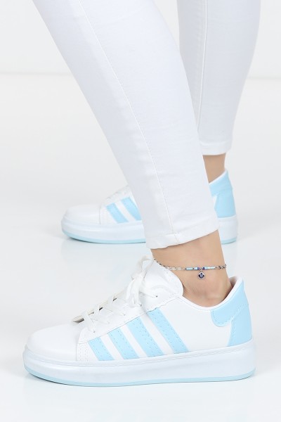 Beyaz Bebe Mavisi Çizgili Spor Ayakkabı 108594