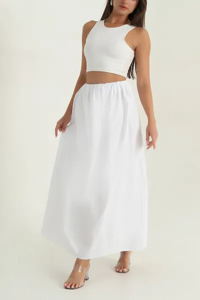 beyaz-bel-lastikli-poplin-kadin-etek-380291