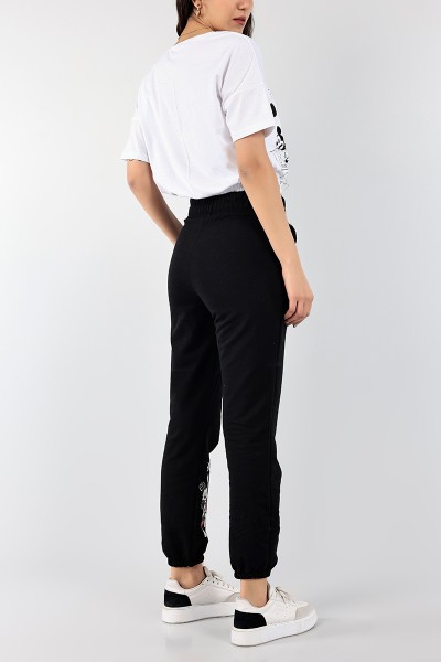 Beyaz Bel ve Paça Lastikli İkili Takım 97143