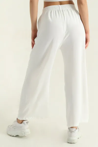 Beyaz Beli Lastikli Aerobin Palazzo Kadın Pantolon 367118
