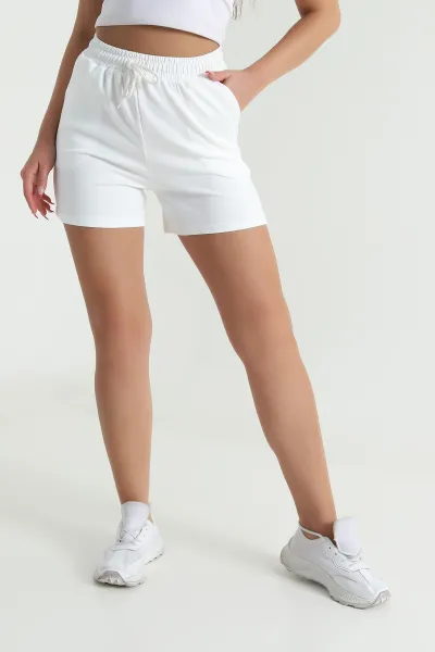 Beyaz Beli Lastikli Oysho Kadın Şort 478556