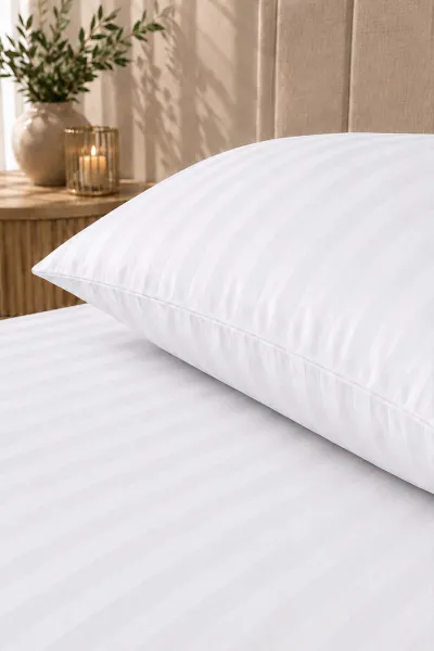 Beyaz Bella Home 100x200 Cm Tek Kişilik Çizgili Saten Çarşaf Seti 483002