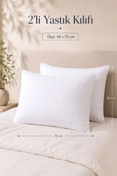 Beyaz Bella Home 50x70 Cm 2'li Saten Yastık Kılıfı 474147
