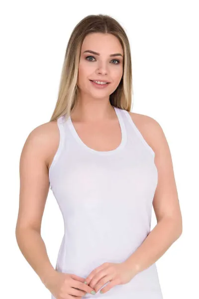 Beyaz Berrak Bambu Geniş Askılı Kadın Atlet 376589