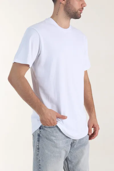 Beyaz Bisiklet Yaka Erkek Tişört 407720